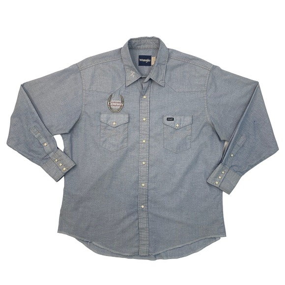 Vintage Wrangler Shirt Mens 18 Pearl Snap Button Arizona Cowboy College *READ - Picture 1 of 11